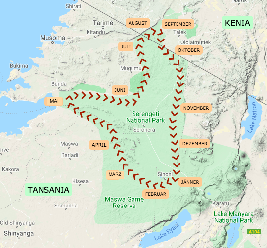 Landkarte Tansania die große Tierwanderung Aktivitäten Tansania 